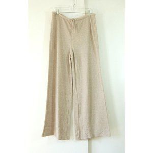 NEW ZARA pants textured jacquard trousers wide leg drawstring lounge camel L